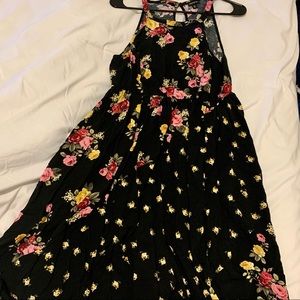 Black floral, High-low dress